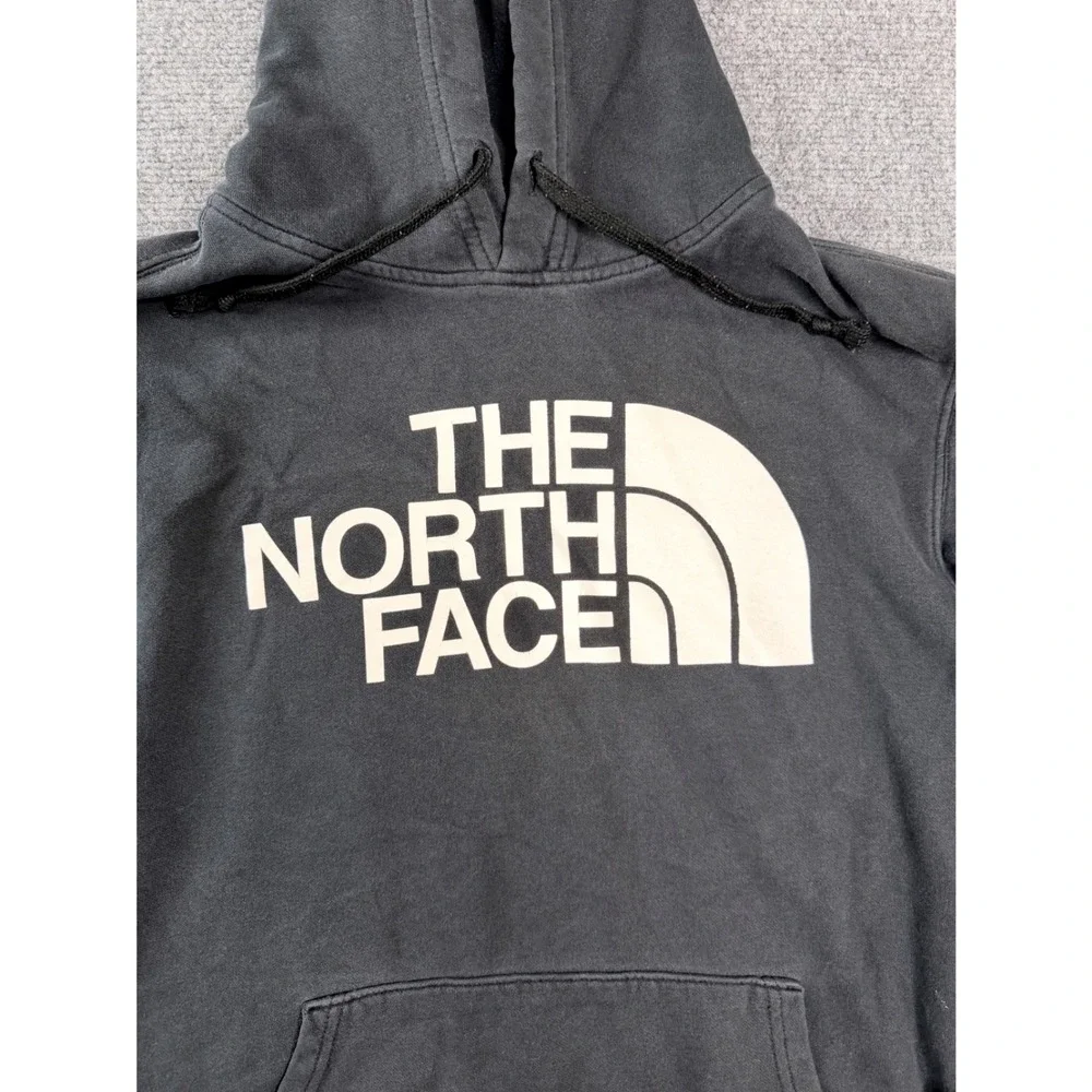 The North Face Mens Hoodie Large Black Pullover‎ Big Logo Fleece Sweatshirt L - Picture 2 of 7